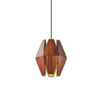 Pendant Lamp | Geometric Wood Shade & Metal Fixture | Dimmer Compatible