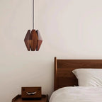 Pendant Lamp | Geometric Wood Shade & Metal Fixture | Dimmer Compatible