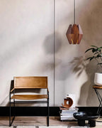 Pendant Lamp | Geometric Wood Shade & Metal Fixture | Dimmer Compatible