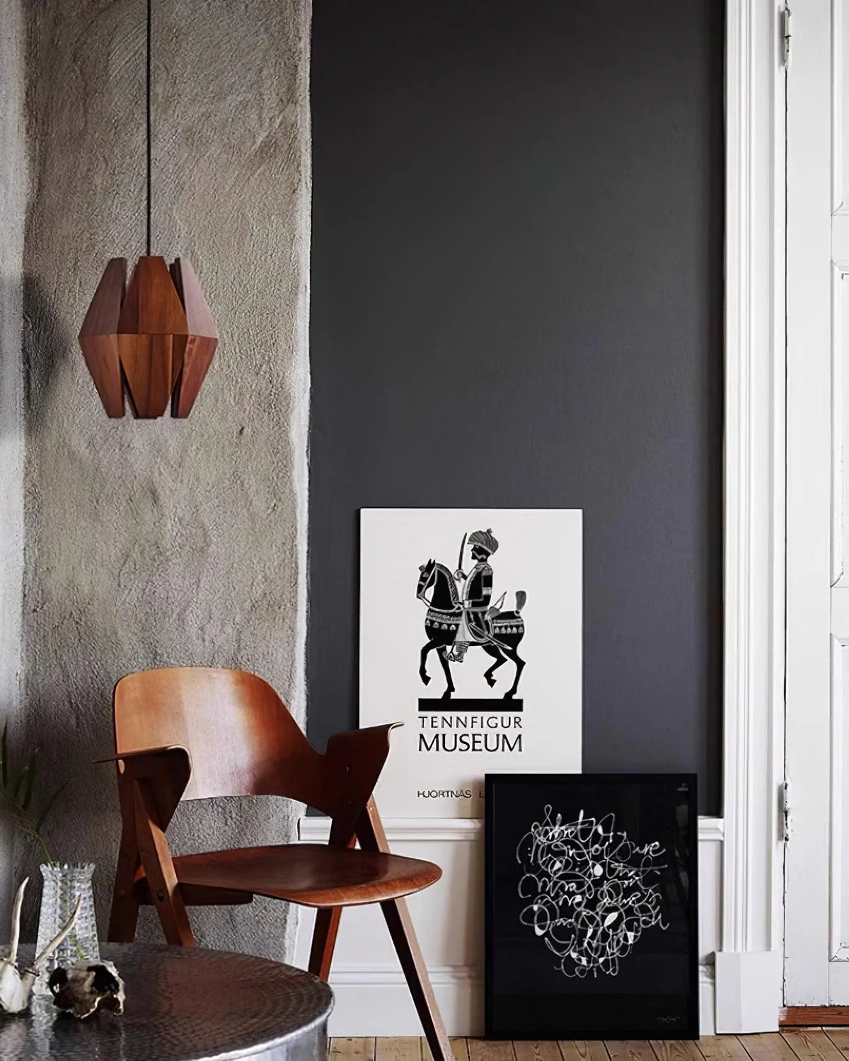 Pendant Lamp | Geometric Wood Shade & Metal Fixture | Dimmer Compatible