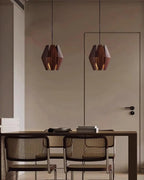 Pendant Lamp | Geometric Wood Shade & Metal Fixture | Dimmer Compatible