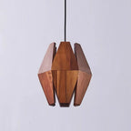 Pendant Lamp | Geometric Wood Shade & Metal Fixture | Dimmer Compatible