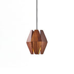 Pendant Lamp | Geometric Wood Shade & Metal Fixture | Dimmer Compatible