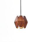 Pendant Lamp | Geometric Wood Shade & Metal Fixture | Dimmer Compatible