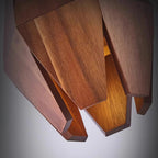 Pendant Lamp | Geometric Wood Shade & Metal Fixture | Dimmer Compatible