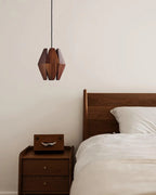 Pendant Lamp | Geometric Wood Shade & Metal Fixture | Dimmer Compatible