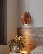 Pendant Lamp | Geometric Wood Shade & Metal Fixture | Dimmer Compatible