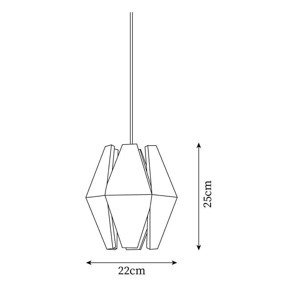 Pendant Lamp | Geometric Wood Shade & Metal Fixture | Dimmer Compatible
