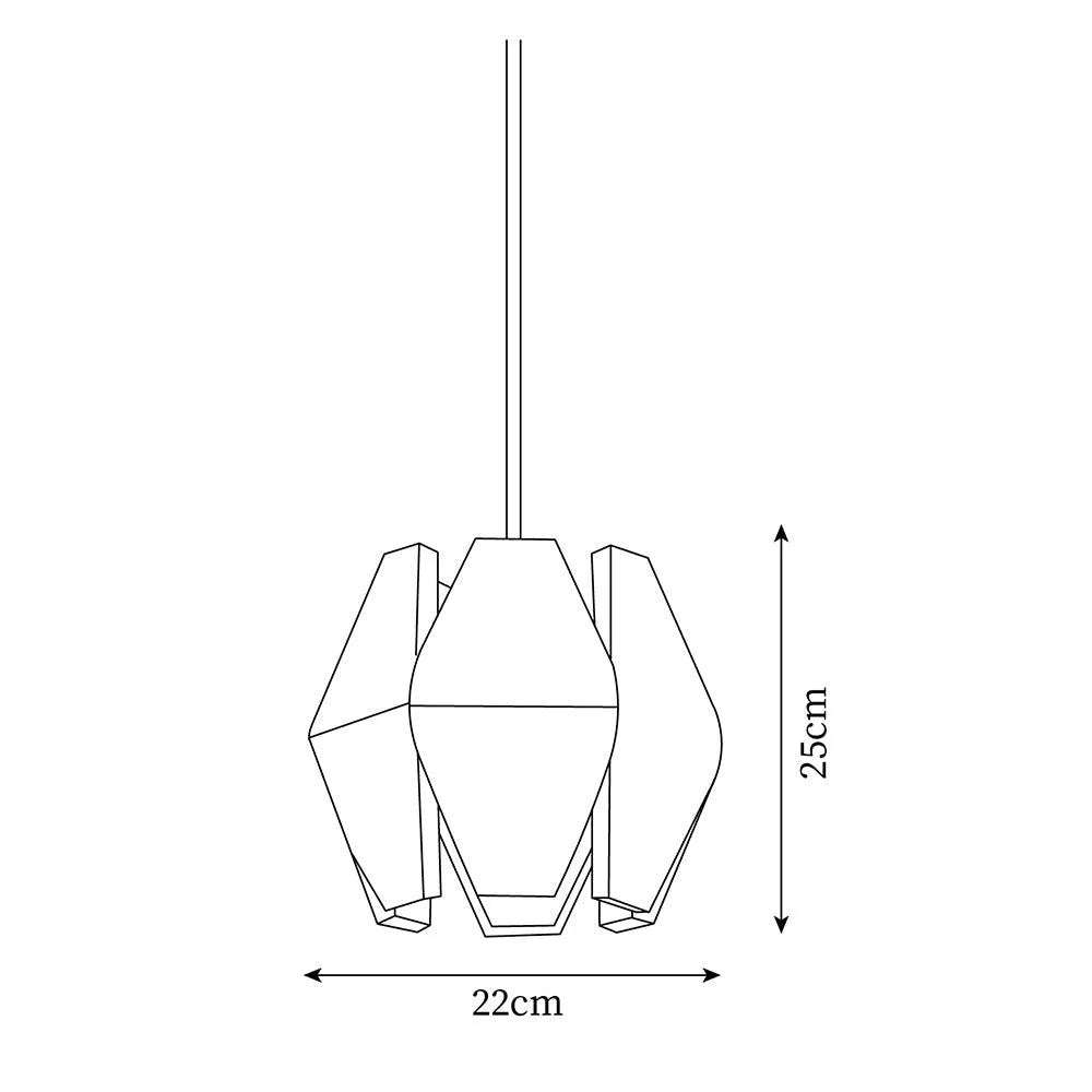 Pendant Lamp | Geometric Wood Shade & Metal Fixture | Dimmer Compatible