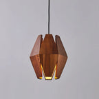 Pendant Lamp | Geometric Wood Shade & Metal Fixture | Dimmer Compatible