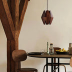 Pendant Lamp | Geometric Wood Shade & Metal Fixture | Dimmer Compatible