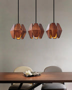 Pendant Lamp | Geometric Wood Shade & Metal Fixture | Dimmer Compatible