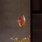 Pendant Lamp | Geometric Wood Shade & Metal Fixture | Dimmer Compatible