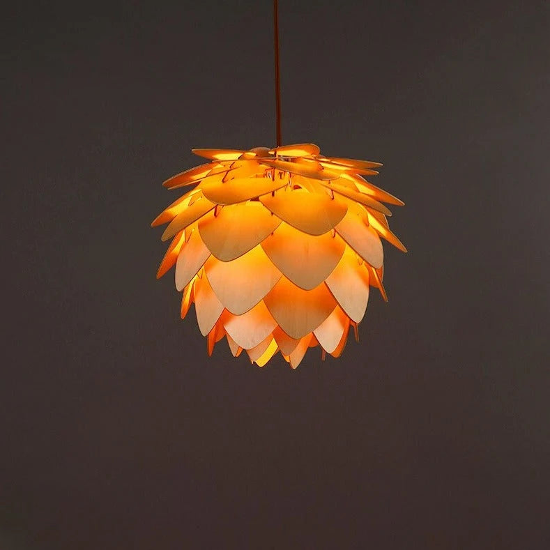 Pendant Lamp | Handmade Pine Wood & Pinecone Design | Adjustable Cord