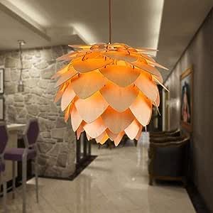 Pendant Lamp | Handmade Pine Wood & Pinecone Design | Adjustable Cord