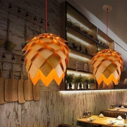 Pendant Lamp | Handmade Pine Wood & Pinecone Design | Adjustable Cord