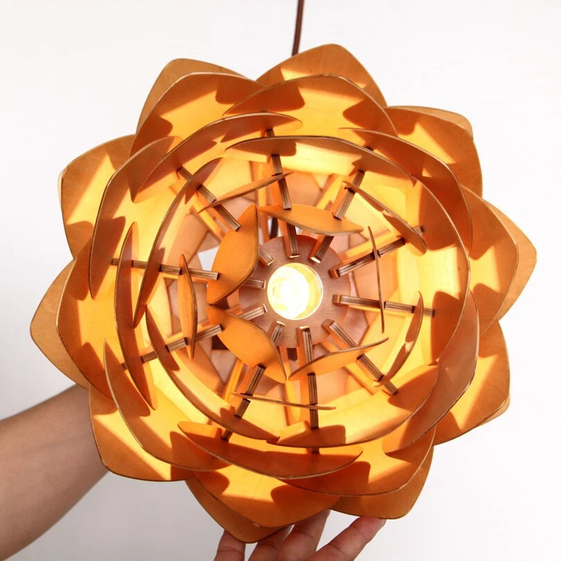 Pendant Lamp | Handmade Pine Wood & Pinecone Design | Adjustable Cord