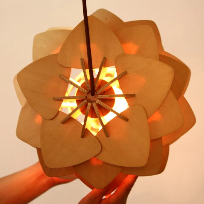 Pendant Lamp | Handmade Pine Wood & Pinecone Design | Adjustable Cord