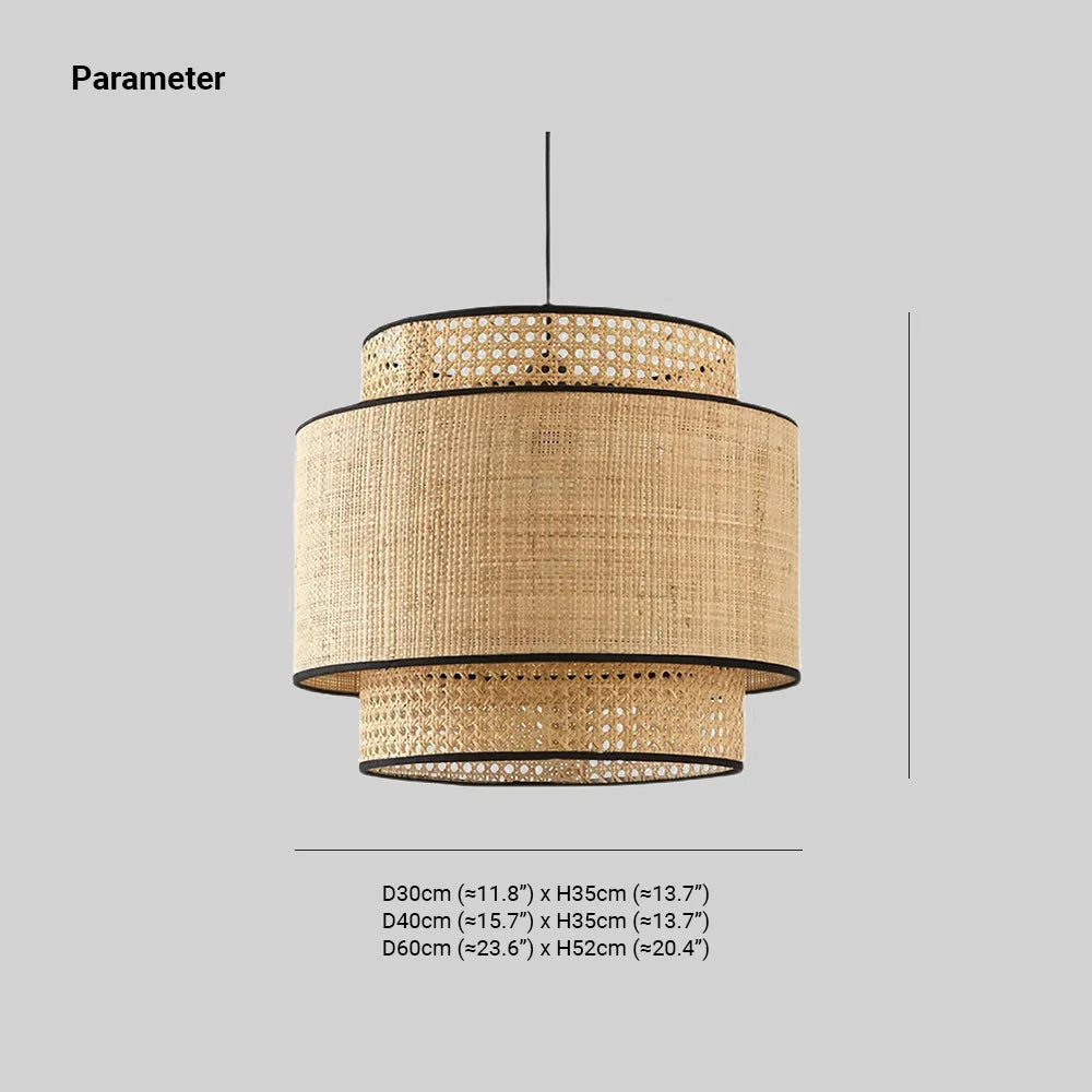 Pendant Lamp | Metal Frame & Rattan Shade | 3000K LED Included