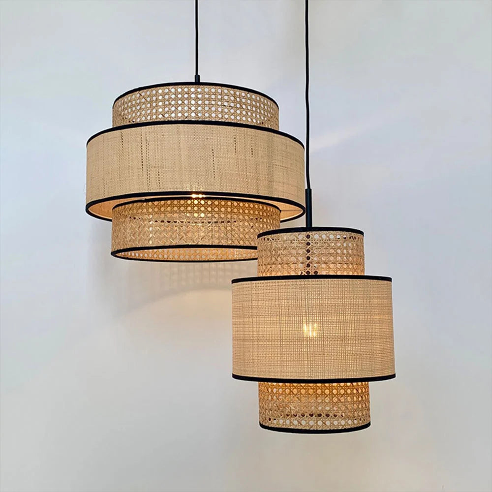 Pendant Lamp | Metal Frame & Rattan Shade | 3000K LED Included