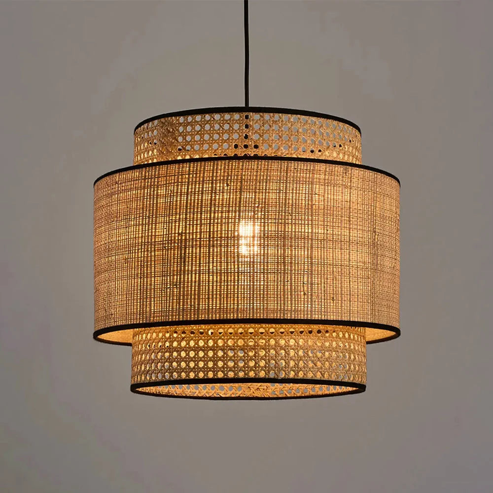 Pendant Lamp | Metal Frame & Rattan Shade | 3000K LED Included