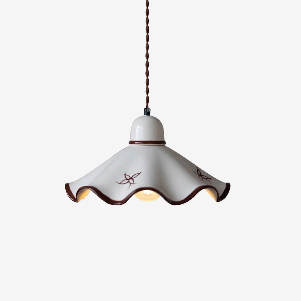 Pendant Lamp | Wavy Ceramic Shade & Dimmer-Compatible | Two Sizes