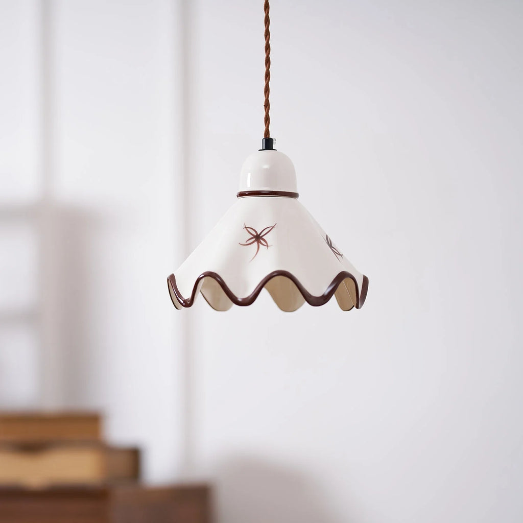 Pendant Lamp | Wavy Ceramic Shade & Dimmer-Compatible | Two Sizes