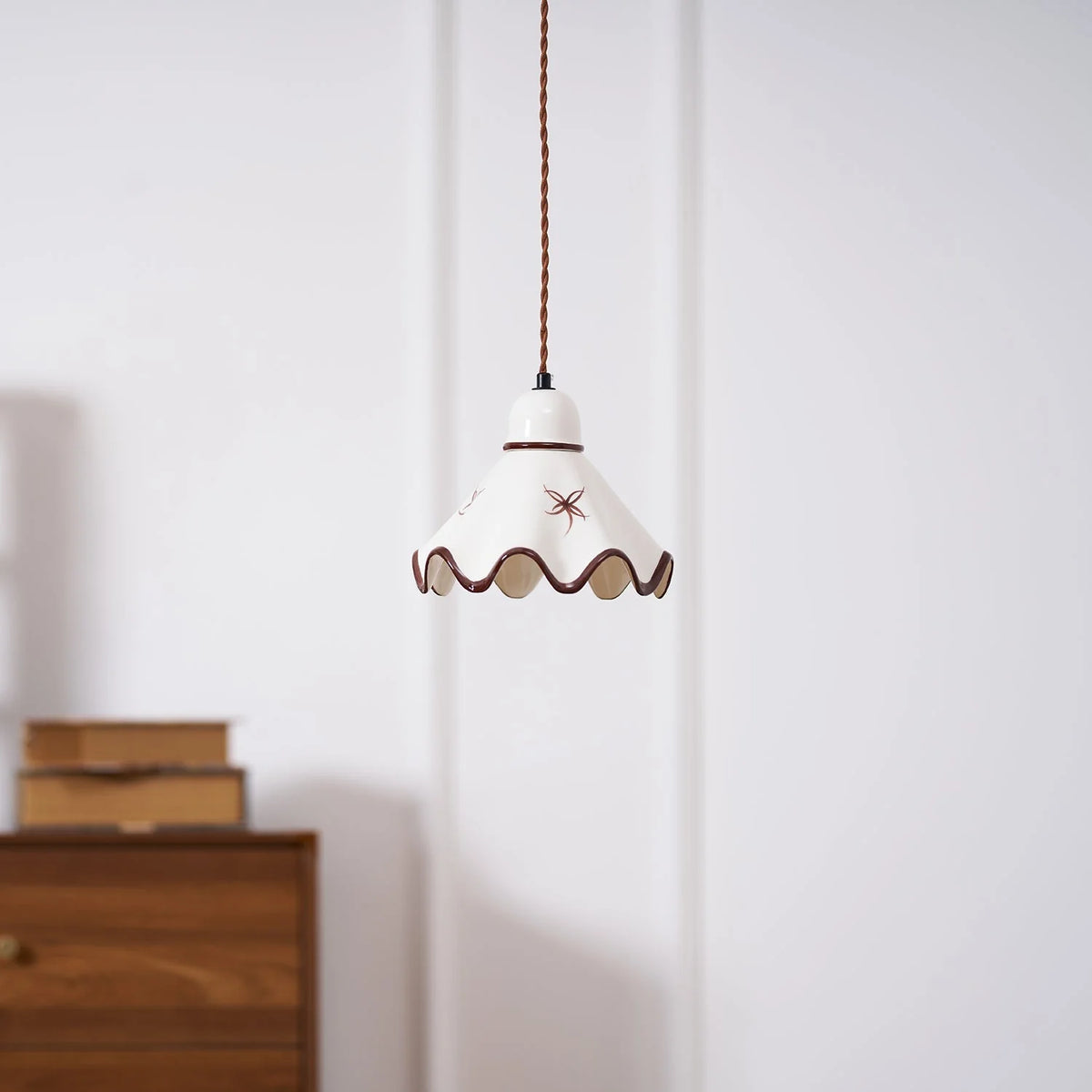 Pendant Lamp | Wavy Ceramic Shade & Dimmer-Compatible | Two Sizes