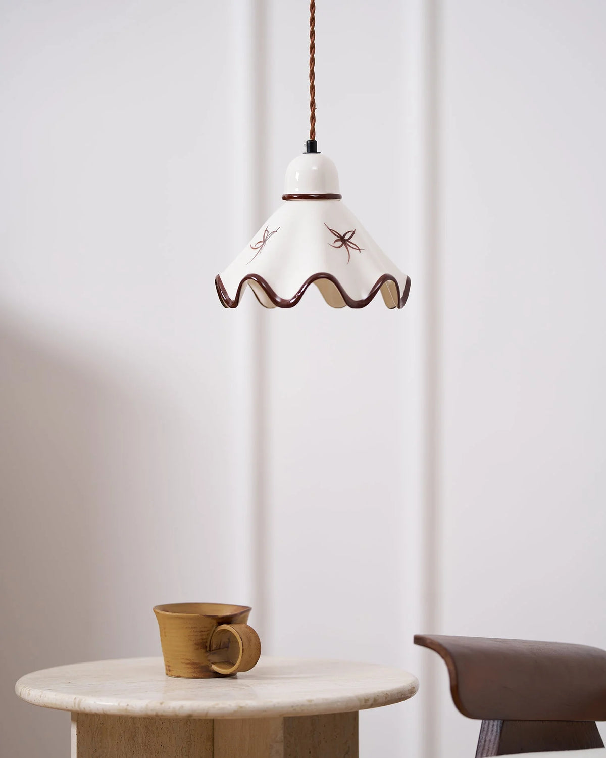 Pendant Lamp | Wavy Ceramic Shade & Dimmer-Compatible | Two Sizes