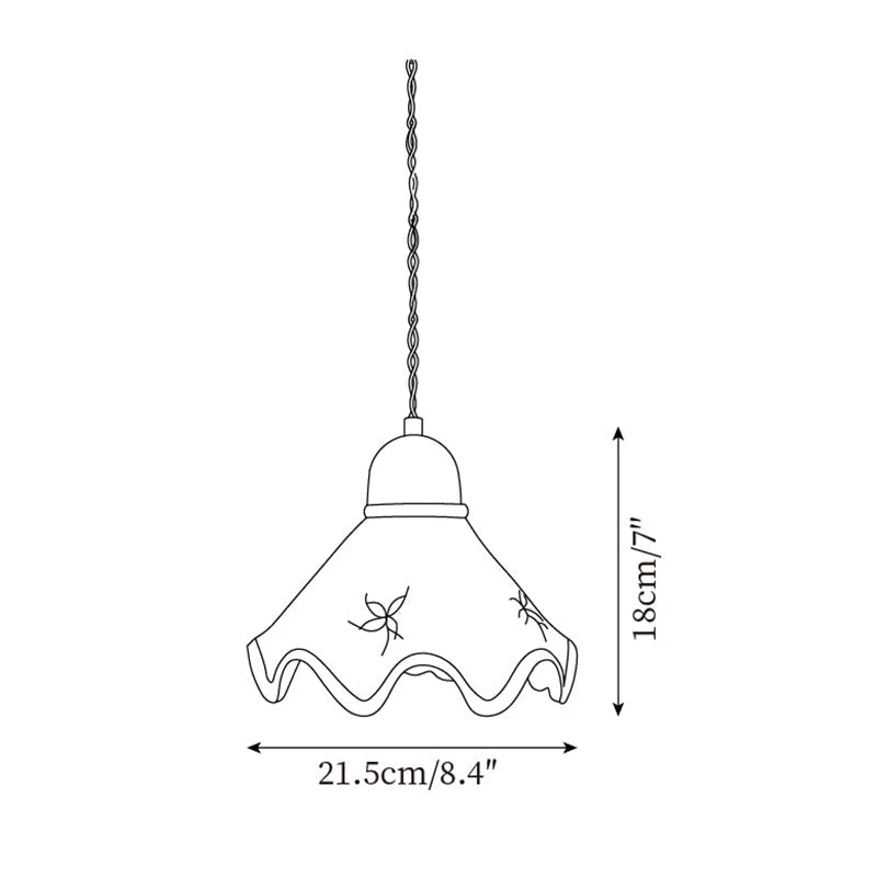 Pendant Lamp | Wavy Ceramic Shade & Dimmer-Compatible | Two Sizes