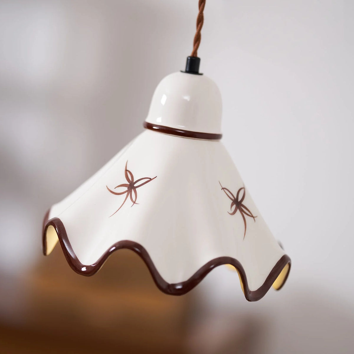 Pendant Lamp | Wavy Ceramic Shade & Dimmer-Compatible | Two Sizes