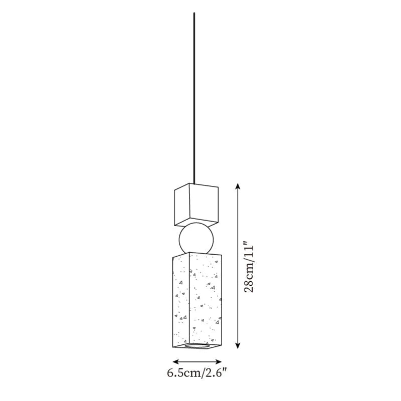 Pendant Lamp | Wood & Travertine Nordic Minimalist | 28 cm Height