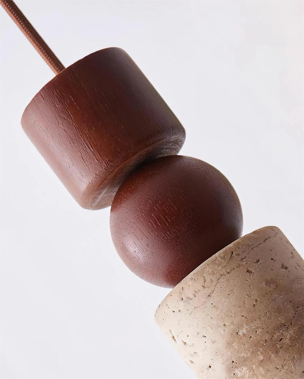 Pendant Lamp | Wood & Travertine Nordic Minimalist | 28 cm Height
