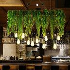 Pendant Light | 10-Light Green Glass Shades | Adjustable Chain