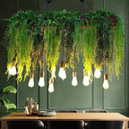 Pendant Light | 10-Light Green Glass Shades | Adjustable Chain