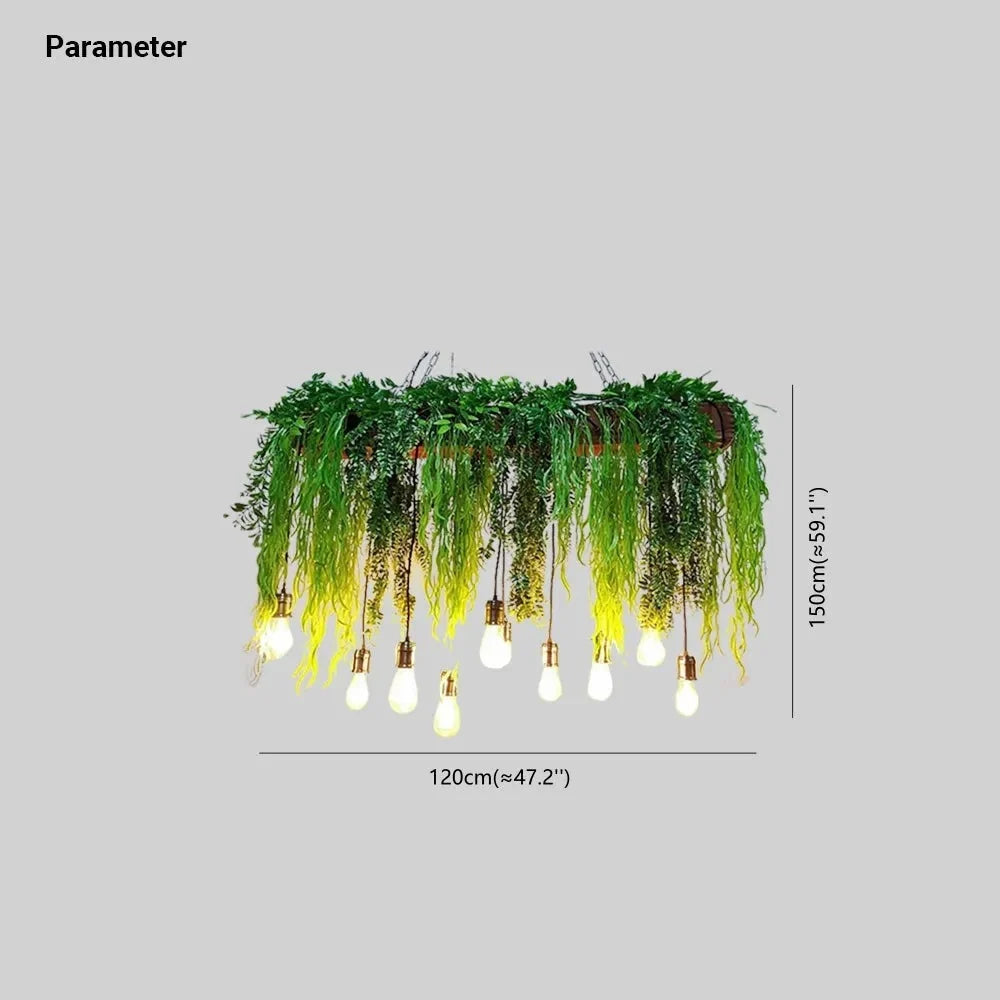 Pendant Light | 10-Light Green Glass Shades | Adjustable Chain
