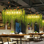 Pendant Light | 10-Light Green Glass Shades | Adjustable Chain