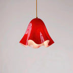 Pendant Light | Bell-Shaped Glass & Brass | Adjustable Cord, 11 in Diameter