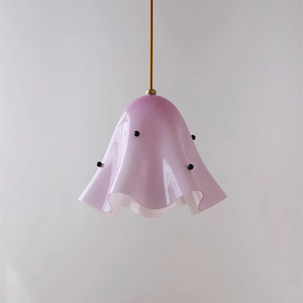 Pendant Light | Bell-Shaped Glass & Brass | Adjustable Cord, 11 in Diameter