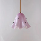Pendant Light | Bell-Shaped Glass & Brass | Adjustable Cord, 11 in Diameter