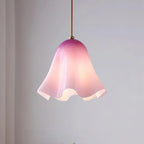 Pendant Light | Bell-Shaped Glass & Brass | Adjustable Cord, 11 in Diameter