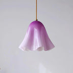 Pendant Light | Bell-Shaped Glass & Brass | Adjustable Cord, 11 in Diameter