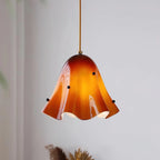 Pendant Light | Bell-Shaped Glass & Brass | Adjustable Cord, 11 in Diameter
