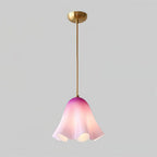 Pendant Light | Bell-Shaped Glass & Brass | Adjustable Cord, 11 in Diameter