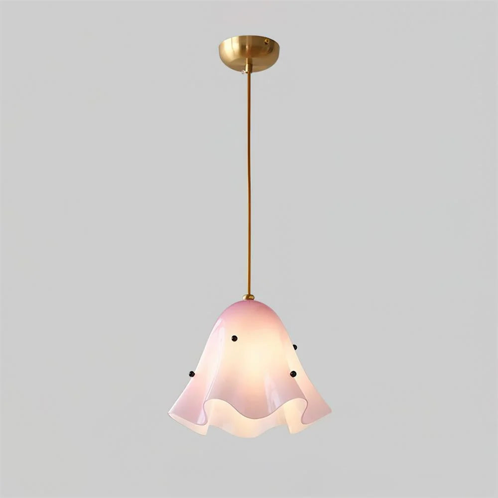 Pendant Light | Bell-Shaped Glass & Brass | Adjustable Cord, 11 in Diameter