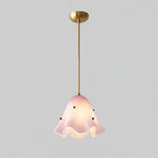 Pendant Light | Bell-Shaped Glass & Brass | Adjustable Cord, 11 in Diameter