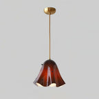 Pendant Light | Bell-Shaped Glass & Brass | Adjustable Cord, 11 in Diameter