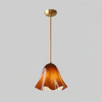 Pendant Light | Bell-Shaped Glass & Brass | Adjustable Cord, 11 in Diameter