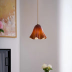 Pendant Light | Bell-Shaped Glass & Brass | Adjustable Cord, 11 in Diameter