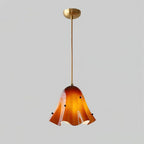 Pendant Light | Bell-Shaped Glass & Brass | Adjustable Cord, 11 in Diameter